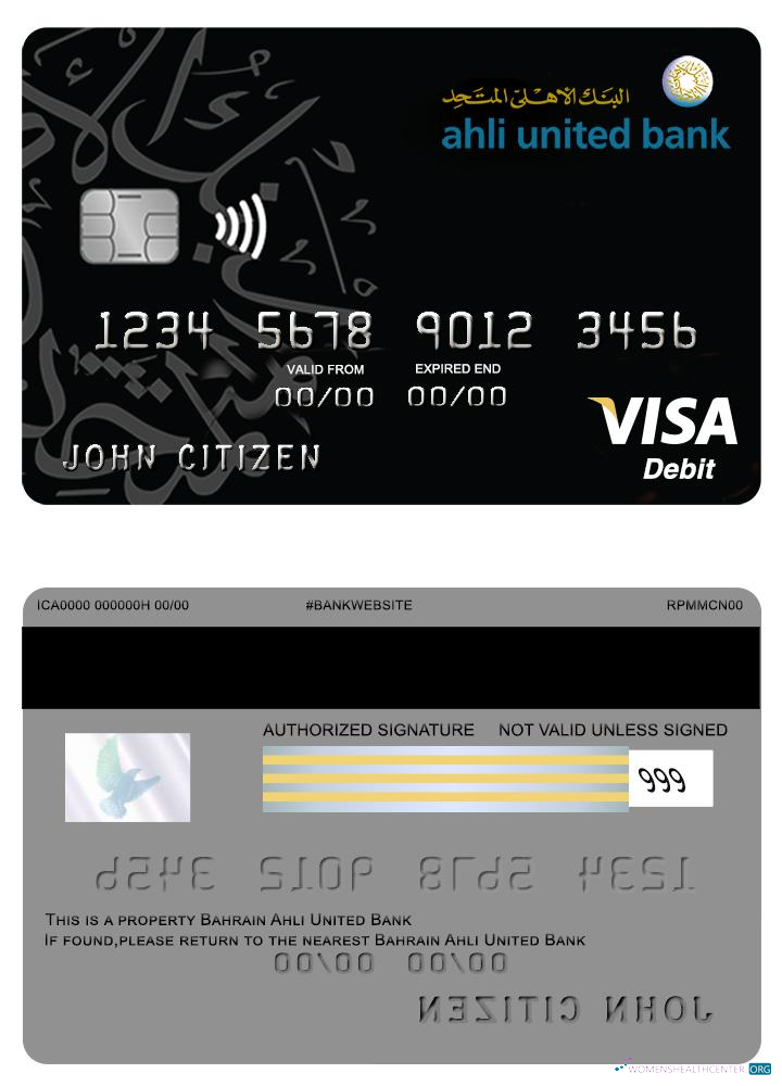 Download Bahrain Ahli United bank visa card Photoshop template